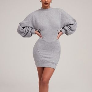 Mistress Rocks (House of CB), 'TOTALLY INVESTED' Grey Jumper Dress Small
